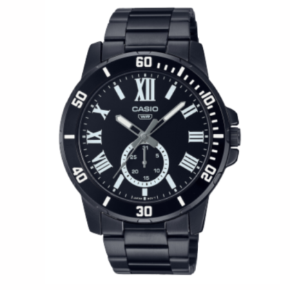 Casio General MTP-VD200B-1B Black Stainless Steel Band Men Watch